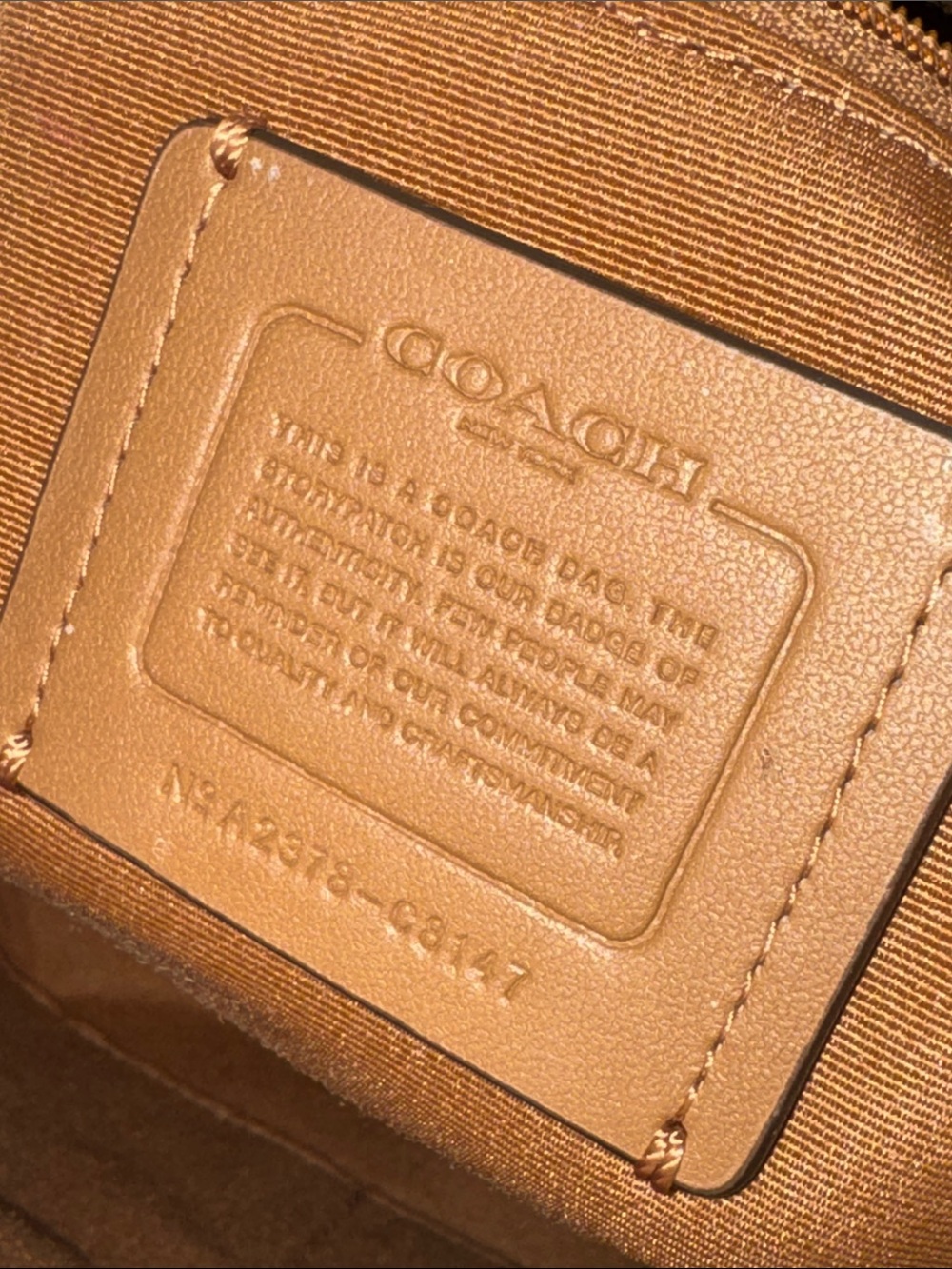 Coach Bag Cammie Pale Yellow Pebbled Leather Tote with Chain-Strap Handles - Picture 11 of 17